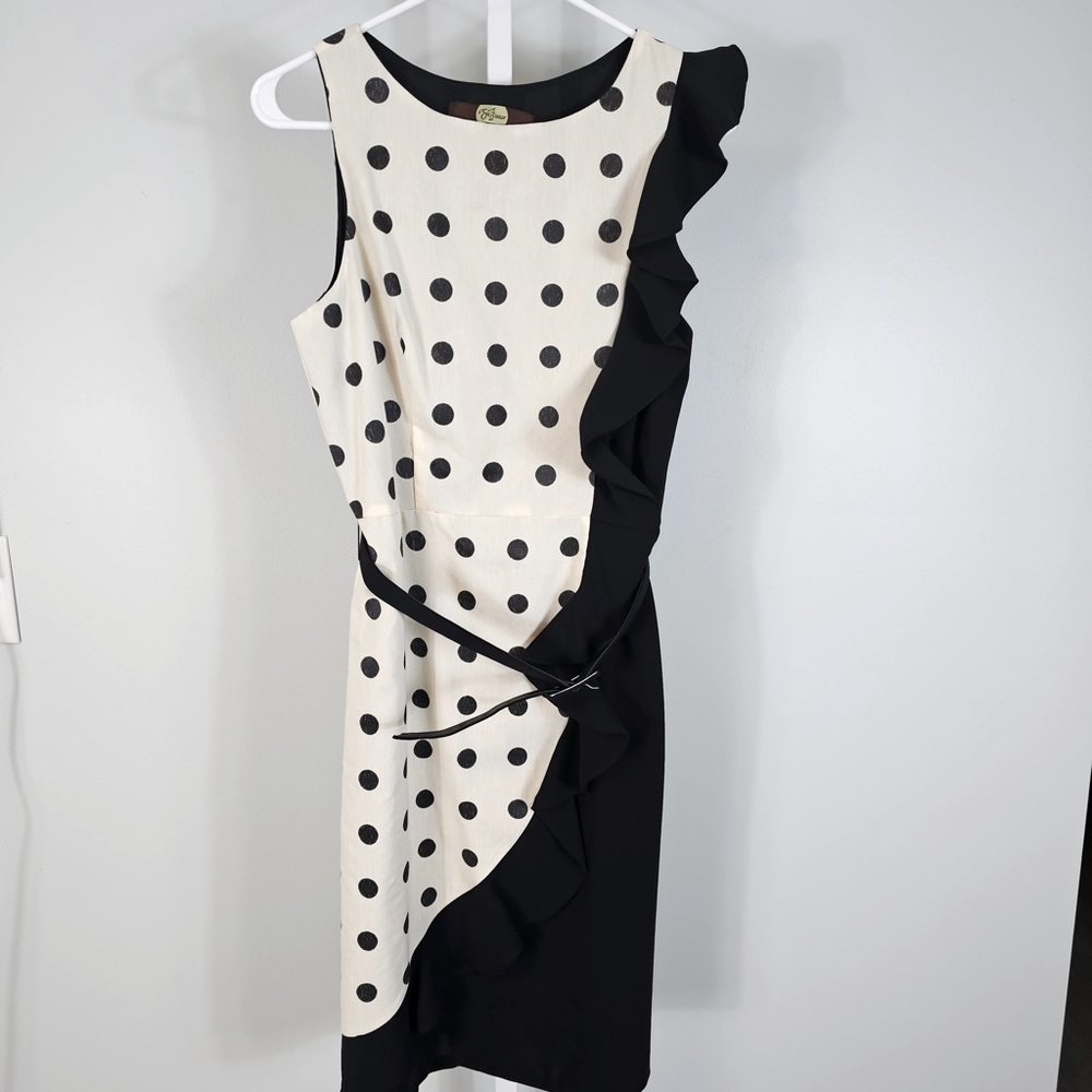 Eva Franco Polka-dot Black, white dress size 8  has the pine up girl rockabilly